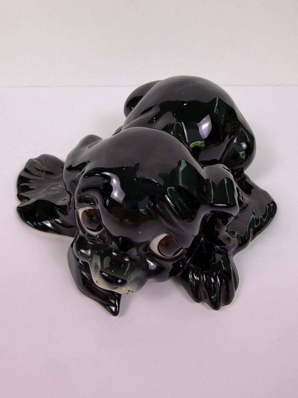 Vintage Freeman McFarlin Black Spaniel Dog Figurine MCM California Pottery